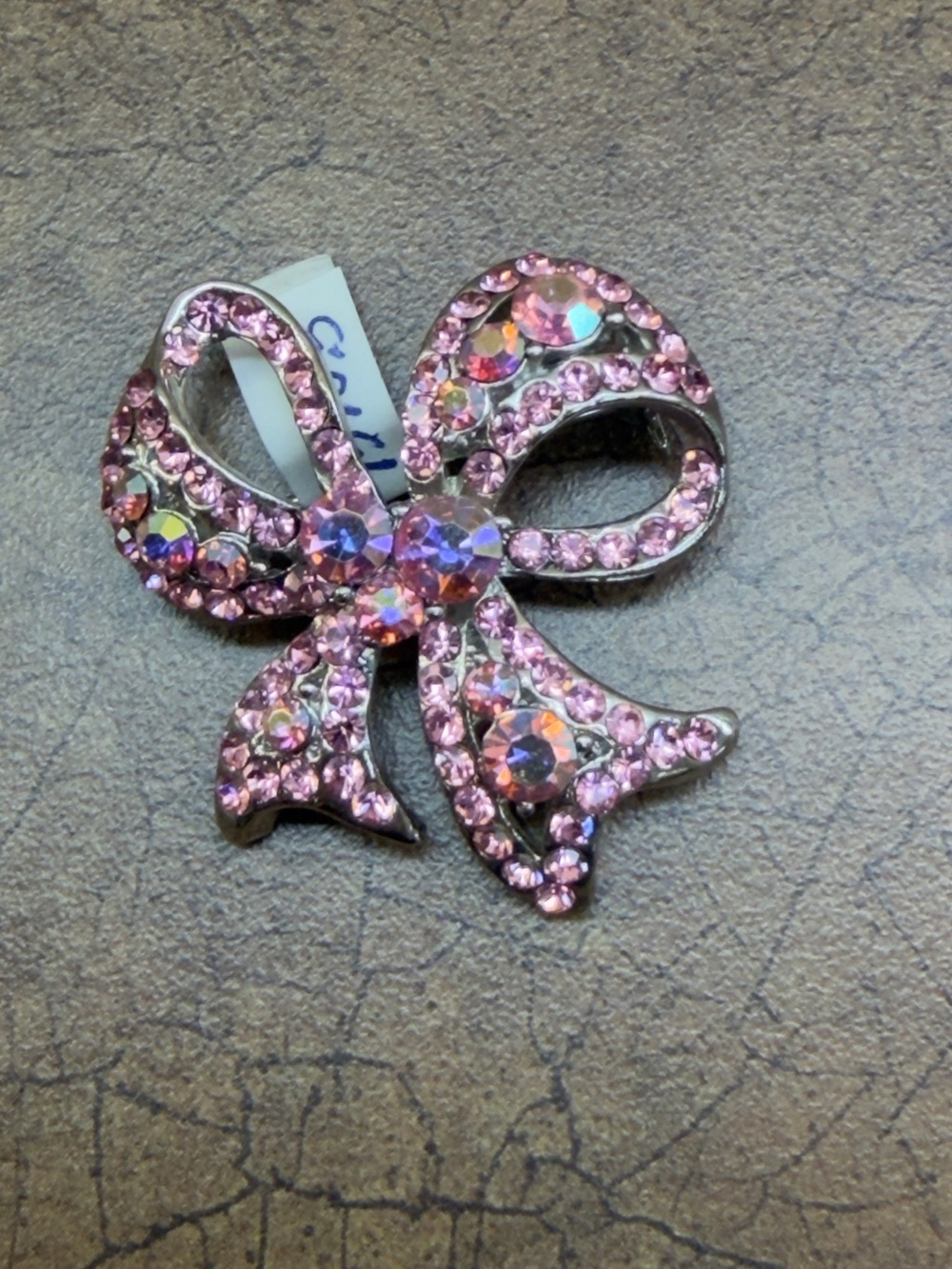 Pink Crystal Bow Brooch - Sparkling Women’s Accessory